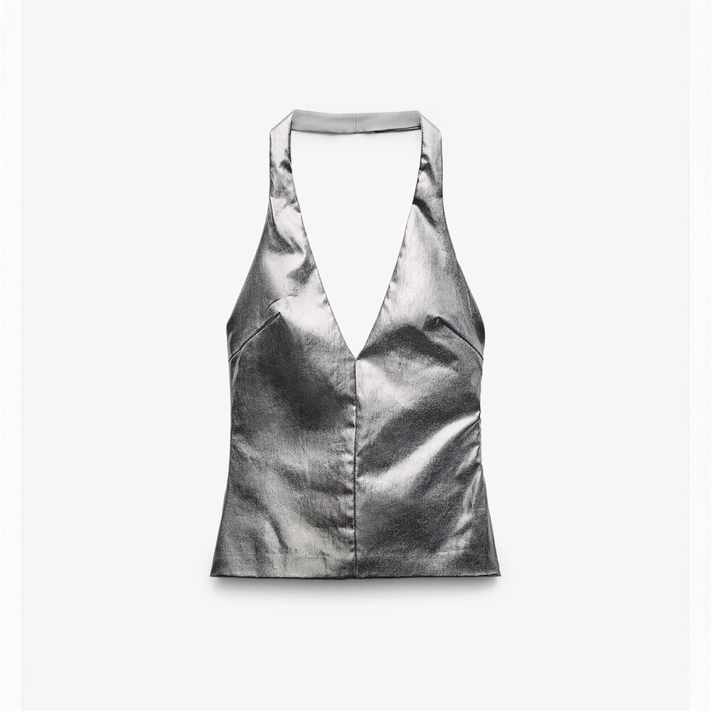 Zara silver halter top